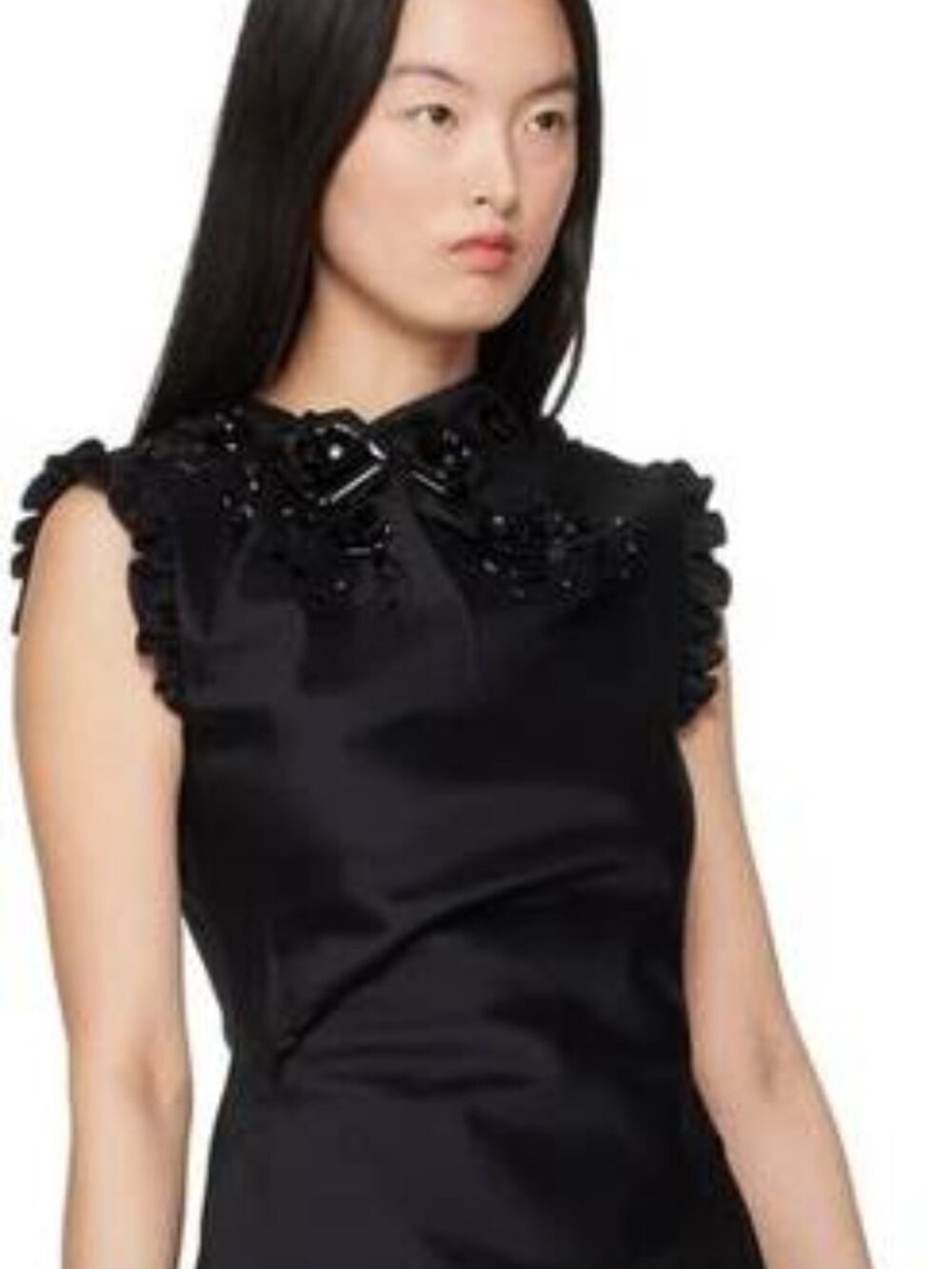 NEW SHUSHU/TONG Women’s Floral Appliqué Mini Dress – Black, Size 8